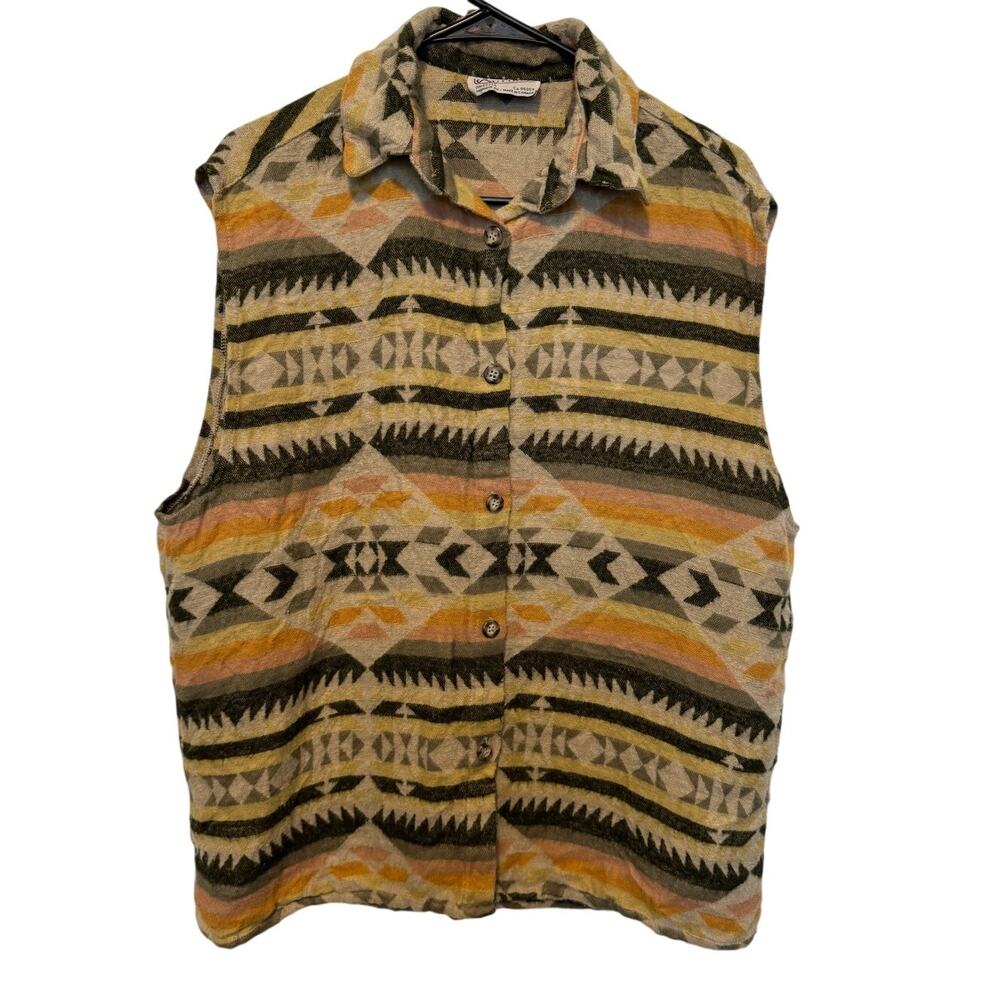 Vintage Aztec Southwestern Vest Button Up